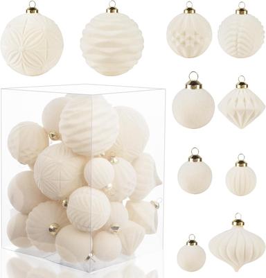 🎄 Adornos Navideños Blancos WDF (Paquete de 35)