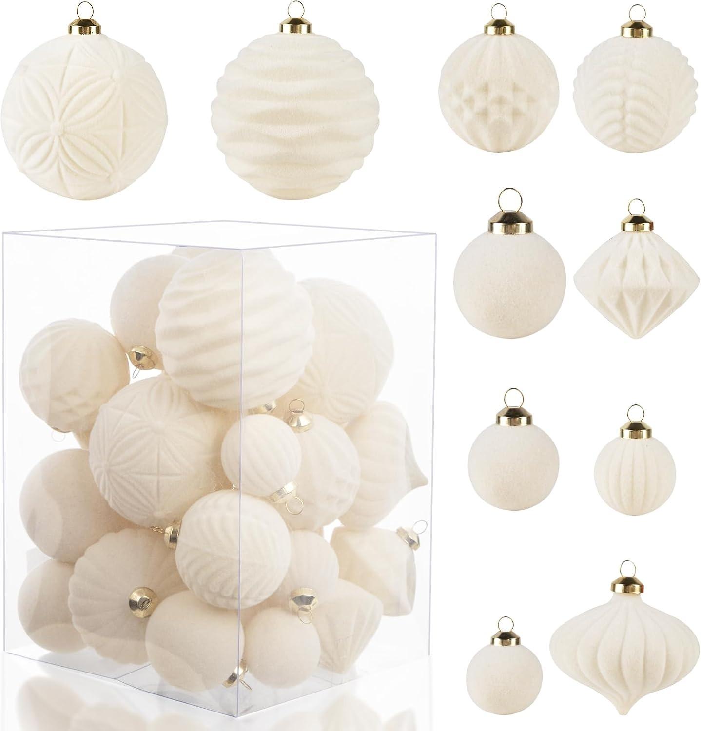 🎄 Adornos Navideños Blancos WDF (Paquete de 35)